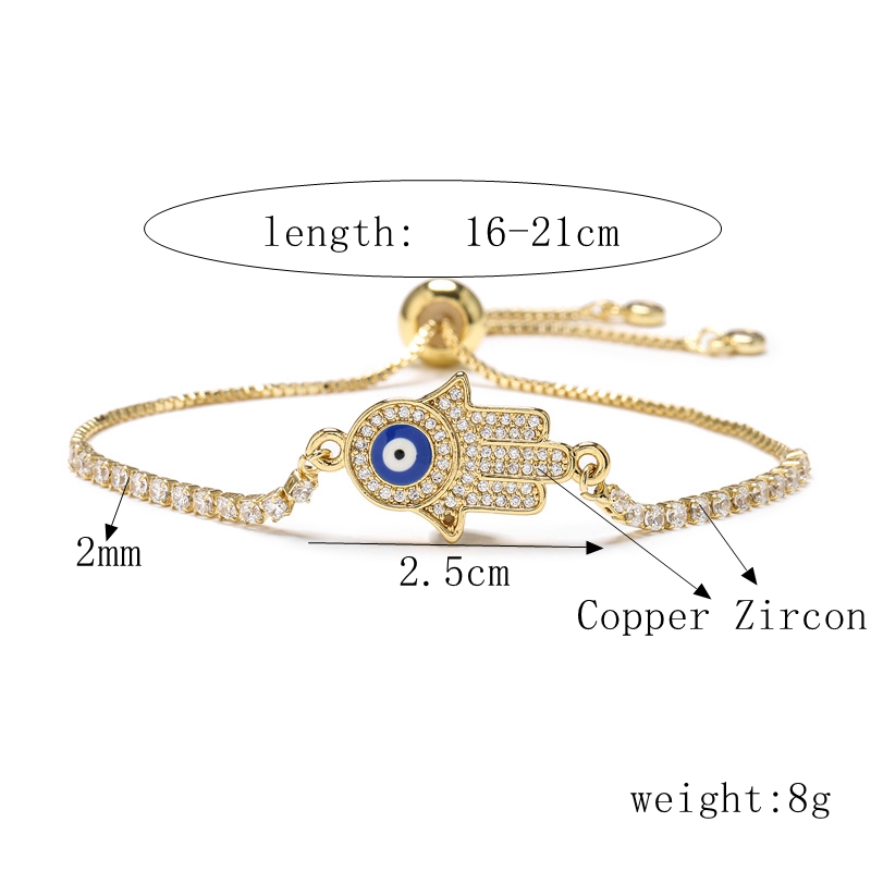 Copper Simple Style Classic Style Devil's Eye Infinity Hand Of Fatima Plating Inlay Zircon Bracelets display picture 6