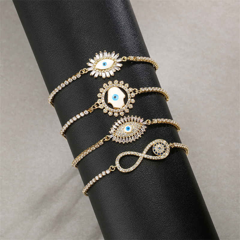 Copper Simple Style Classic Style Devil's Eye Infinity Hand Of Fatima Plating Inlay Zircon Bracelets display picture 14
