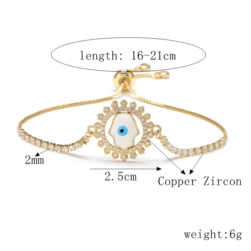 Copper Simple Style Classic Style Devil's Eye Infinity Hand Of Fatima Plating Inlay Zircon Bracelets display picture 4