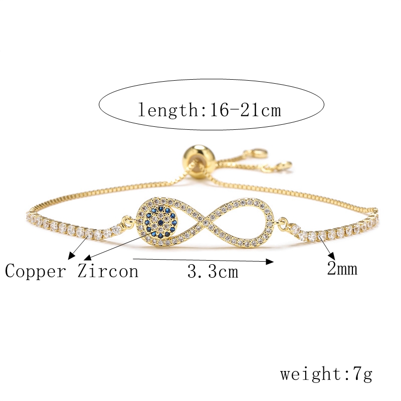 Copper Simple Style Classic Style Devil's Eye Infinity Hand Of Fatima Plating Inlay Zircon Bracelets display picture 5