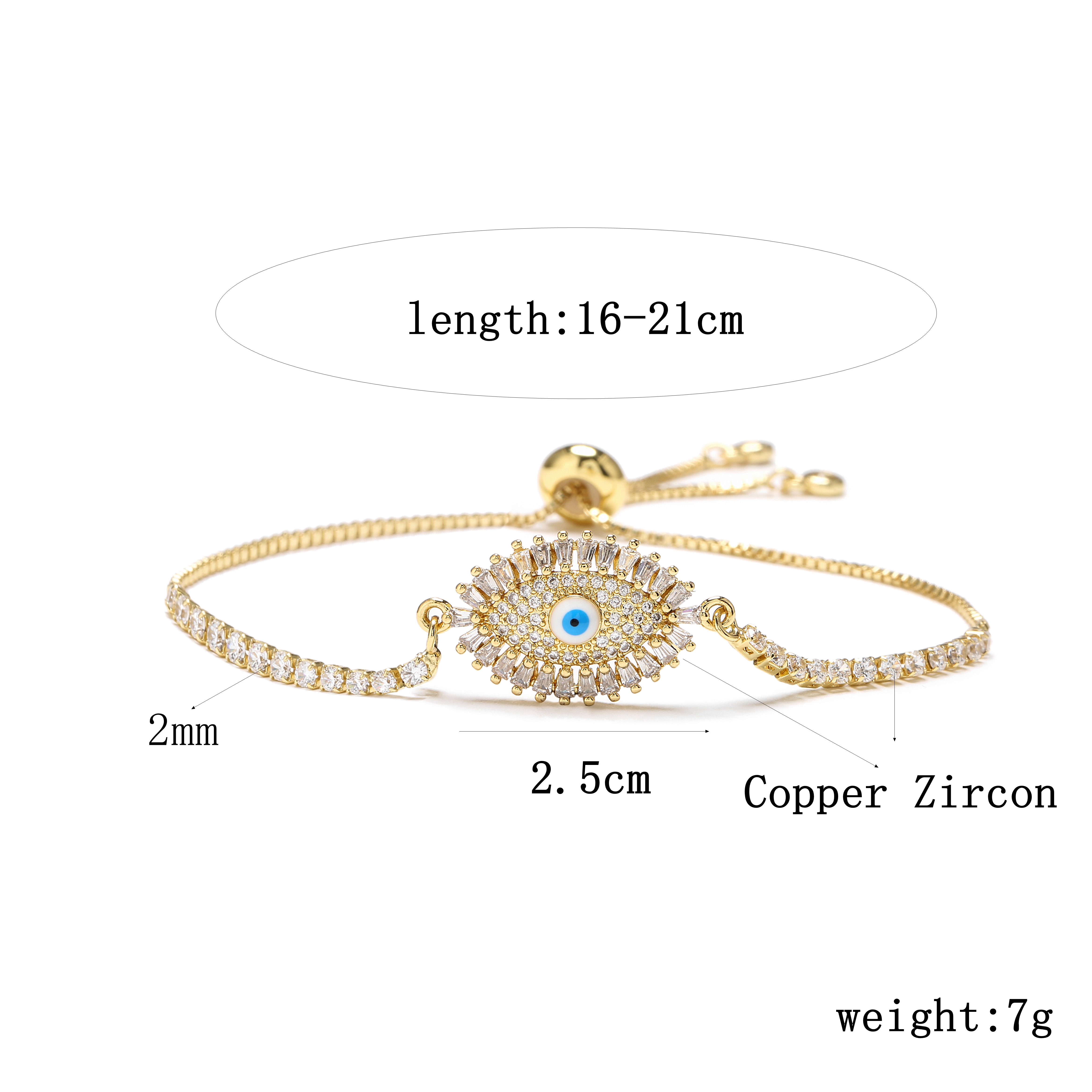 Copper Simple Style Classic Style Devil's Eye Infinity Hand Of Fatima Plating Inlay Zircon Bracelets display picture 2