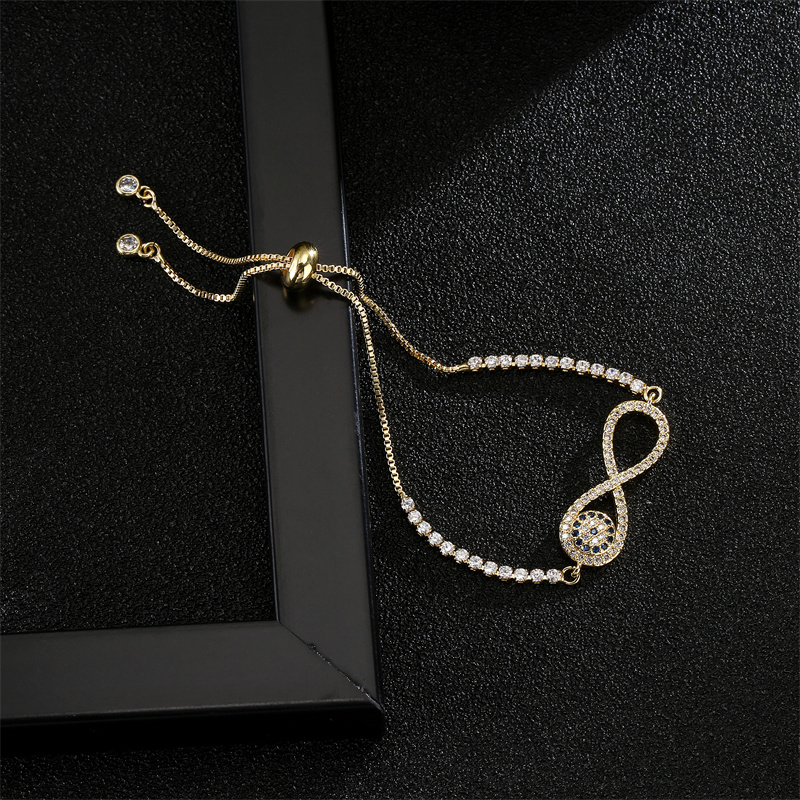 Copper Simple Style Classic Style Devil's Eye Infinity Hand Of Fatima Plating Inlay Zircon Bracelets display picture 7