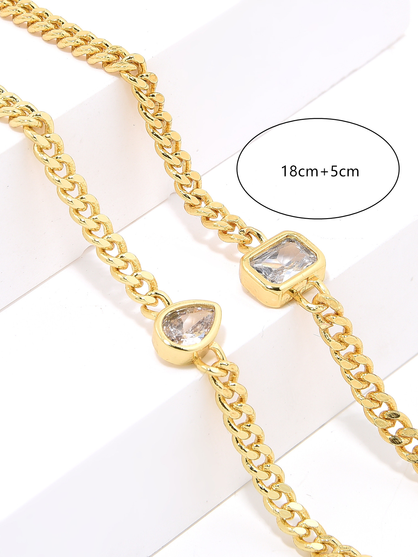 Hip-hop Square Water Droplets Copper Plating Inlay Zircon Gold Plated Bracelets display picture 4