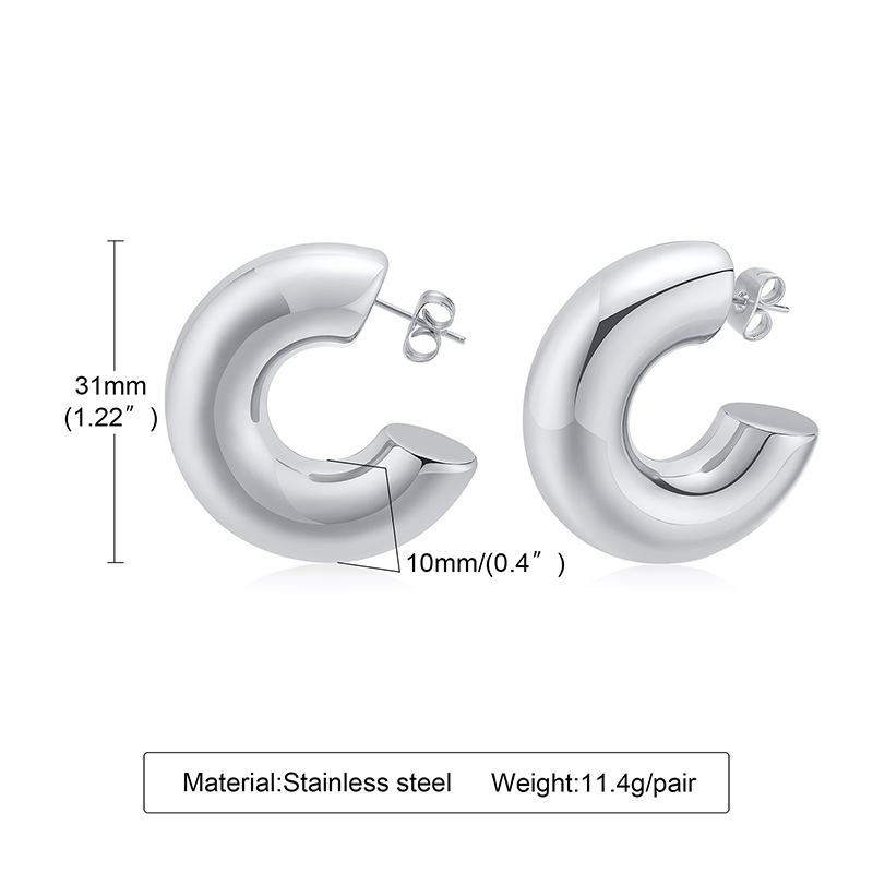 1 Pair Simple Style C Shape Plating Stainless Steel Titanium Steel Ear Studs display picture 3