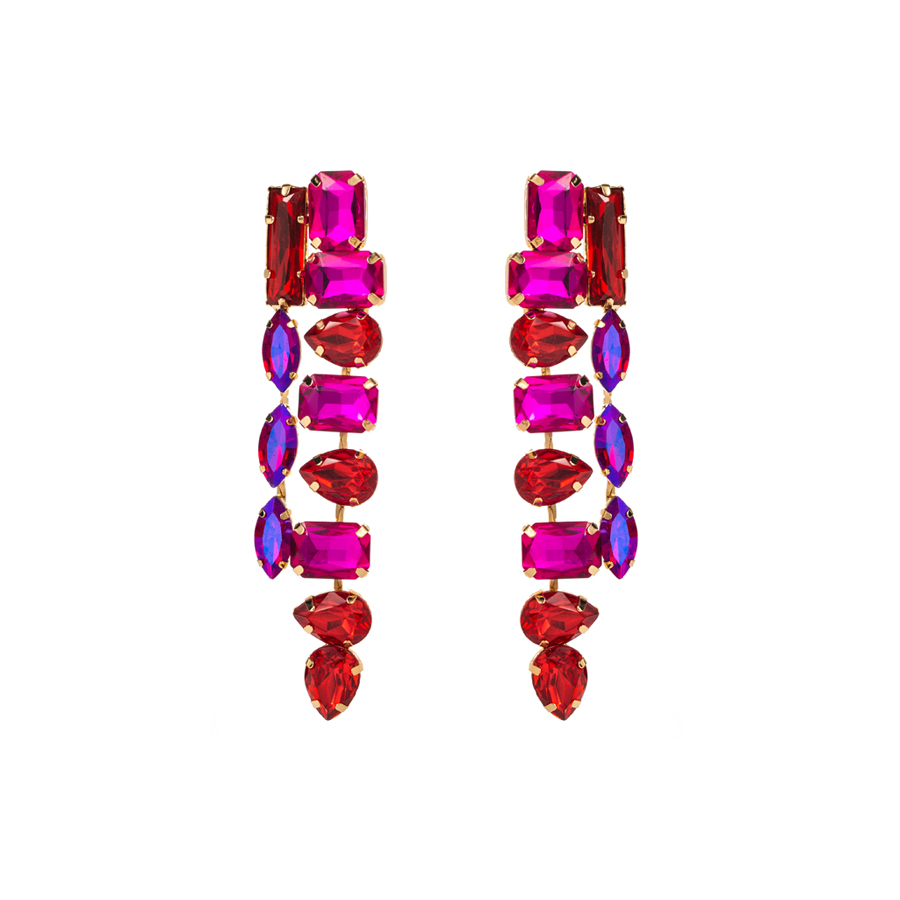 Glam Shiny Square Water Droplets Alloy Plating Inlay Artificial Diamond Rhinestones Gold Plated Women's Drop Earrings display picture 5