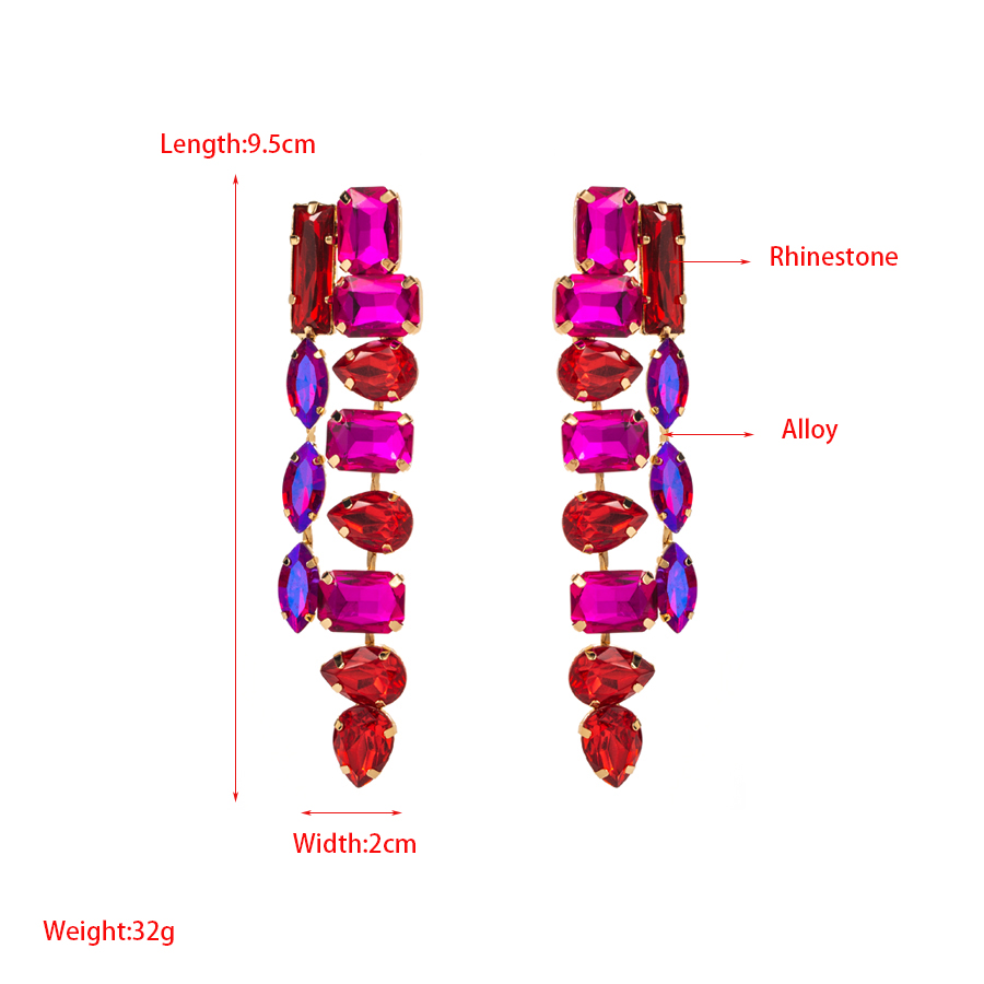Glam Shiny Square Water Droplets Alloy Plating Inlay Artificial Diamond Rhinestones Gold Plated Women's Drop Earrings display picture 1