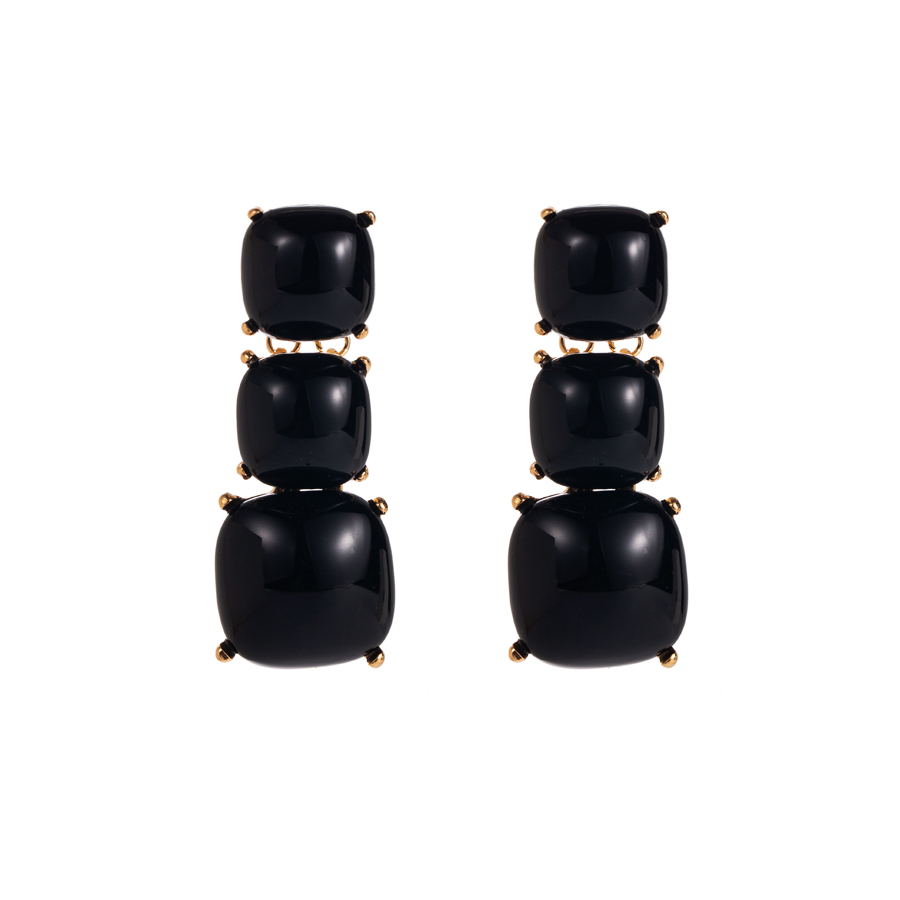 1 Pair Ig Style Simple Style Square Plating Transparent Inlay Alloy Resin Gold Plated Drop Earrings display picture 6