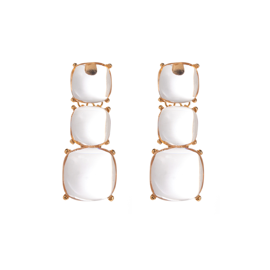 1 Pair Ig Style Simple Style Square Plating Transparent Inlay Alloy Resin Gold Plated Drop Earrings display picture 7