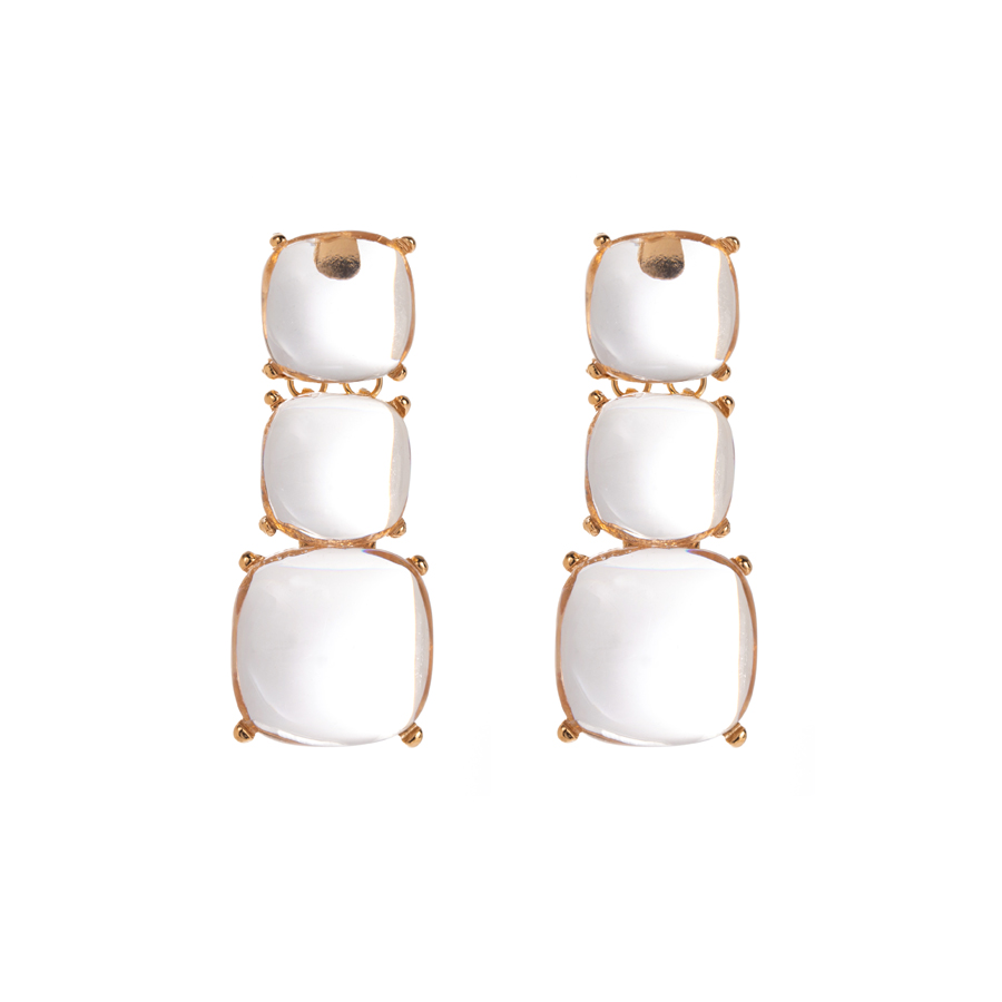 1 Paire Style Ig Style Simple Carré Placage Transparent Incruster Alliage Résine Plaqué Or Boucles D'oreilles display picture 7