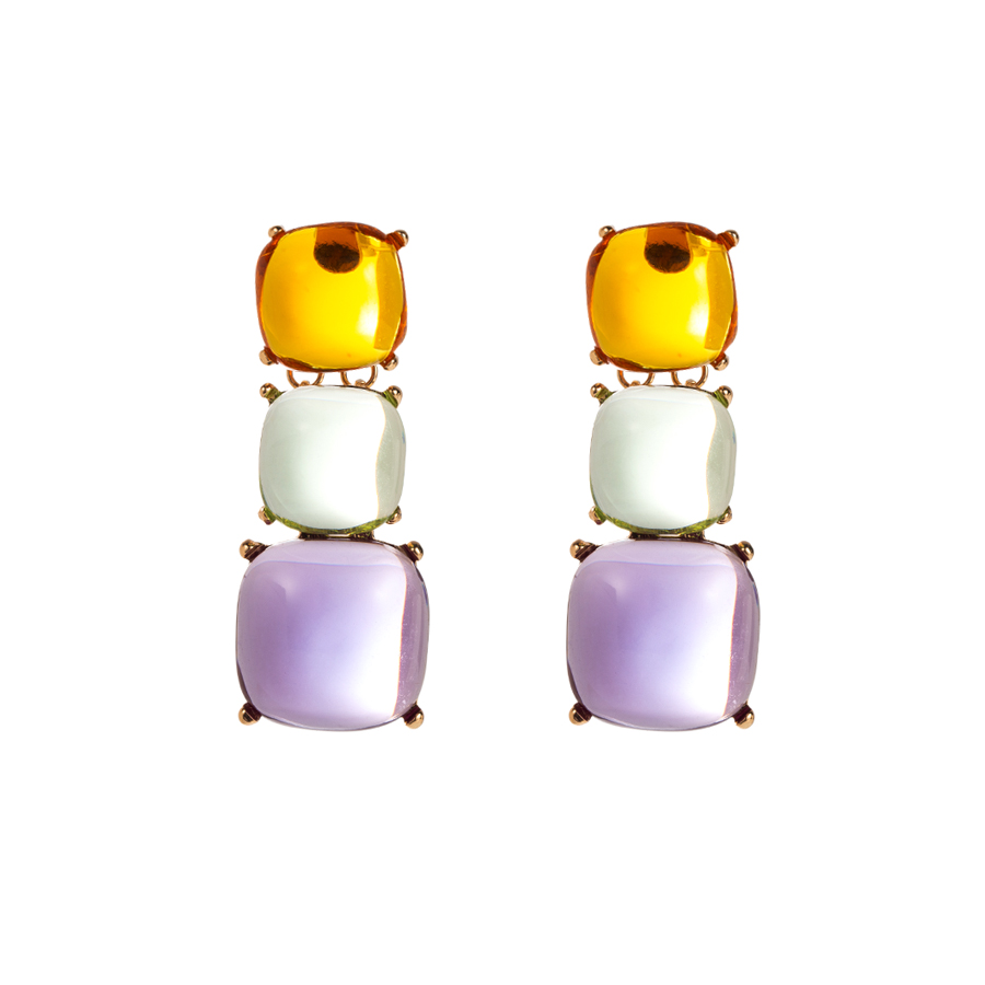 1 Pair Ig Style Simple Style Square Plating Transparent Inlay Alloy Resin Gold Plated Drop Earrings display picture 8