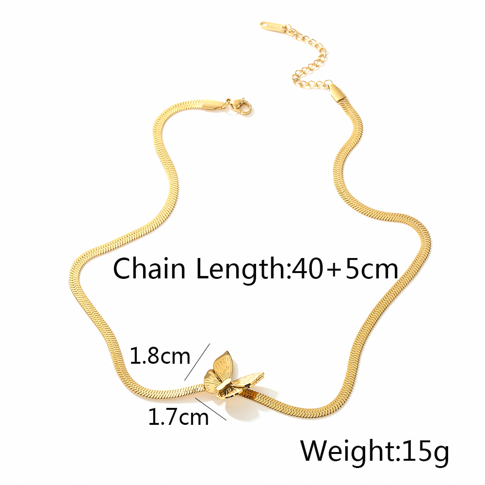 Elegant Butterfly Titanium Steel Plating 18k Gold Plated Necklace display picture 2