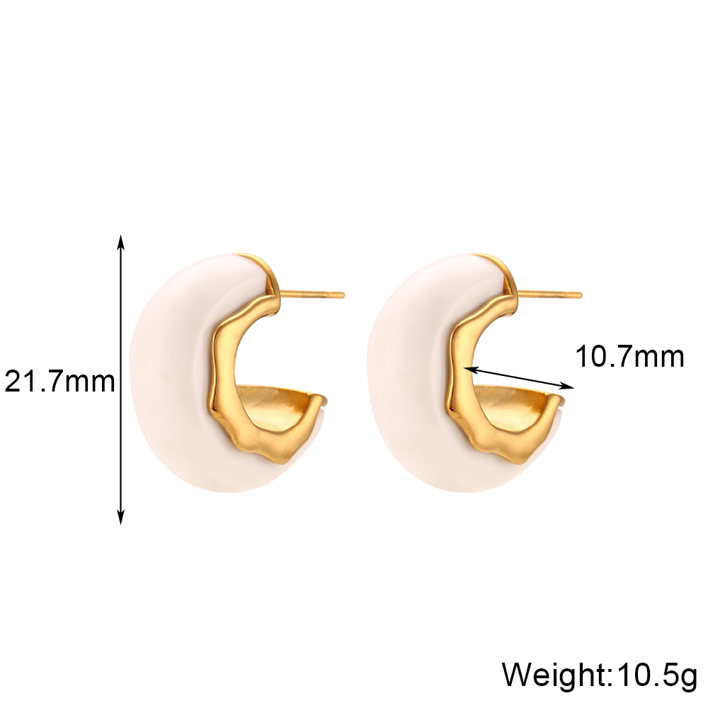 1 Pair Simple Style C Shape Plating Stainless Steel Arylic 18k Gold Plated Ear Studs display picture 2