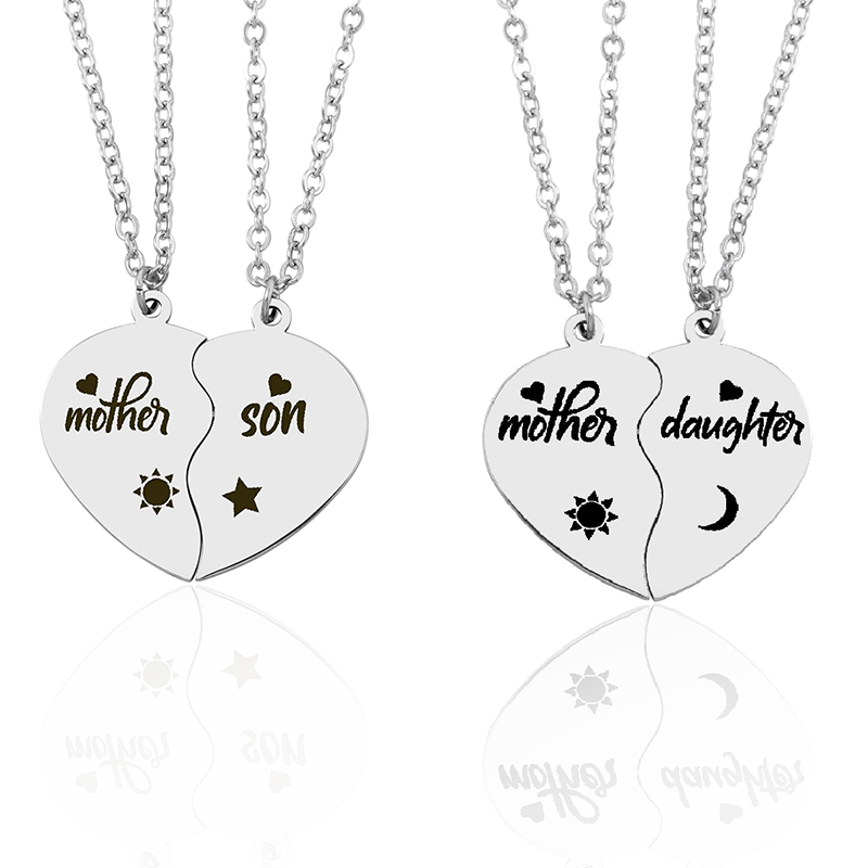 Casual Mama Simple Style Letter Heart Shape Stainless Steel Carving Pendant Necklace display picture 6