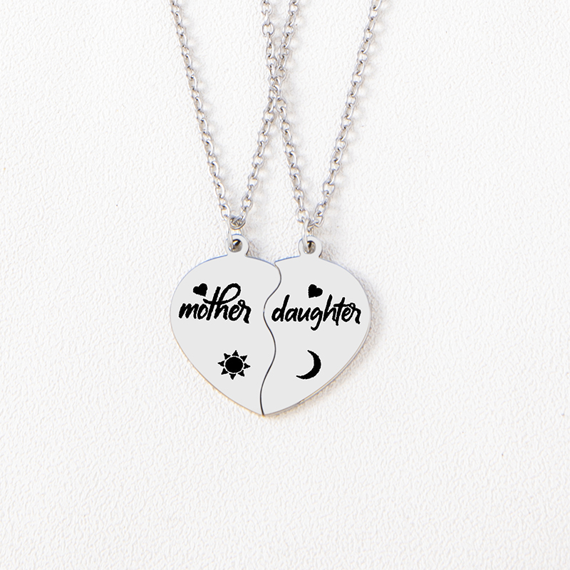 Casual Mama Simple Style Letter Heart Shape Stainless Steel Carving Pendant Necklace display picture 5
