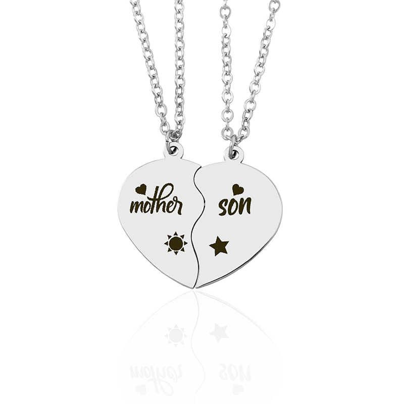 Casual Mama Simple Style Letter Heart Shape Stainless Steel Carving Pendant Necklace display picture 2