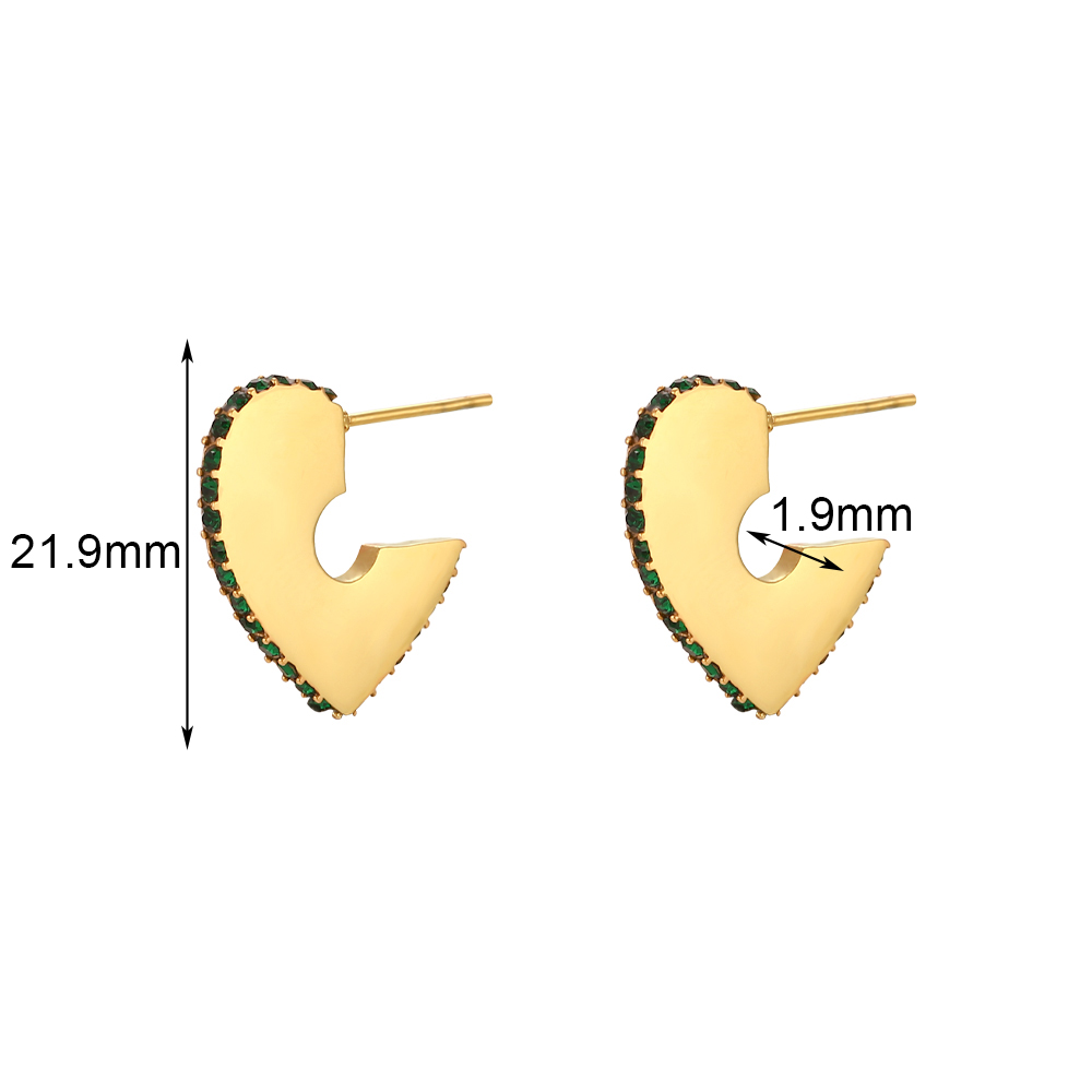 1 Pair Modern Style C Shape Heart Shape Plating Inlay Stainless Steel Rhinestones Pearl 18k Gold Plated Ear Studs display picture 2