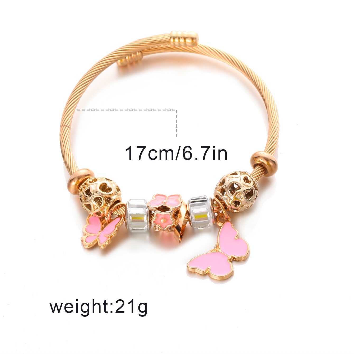 Cute Sweet Butterfly Stainless Steel Enamel Hollow Out Bangle display picture 3
