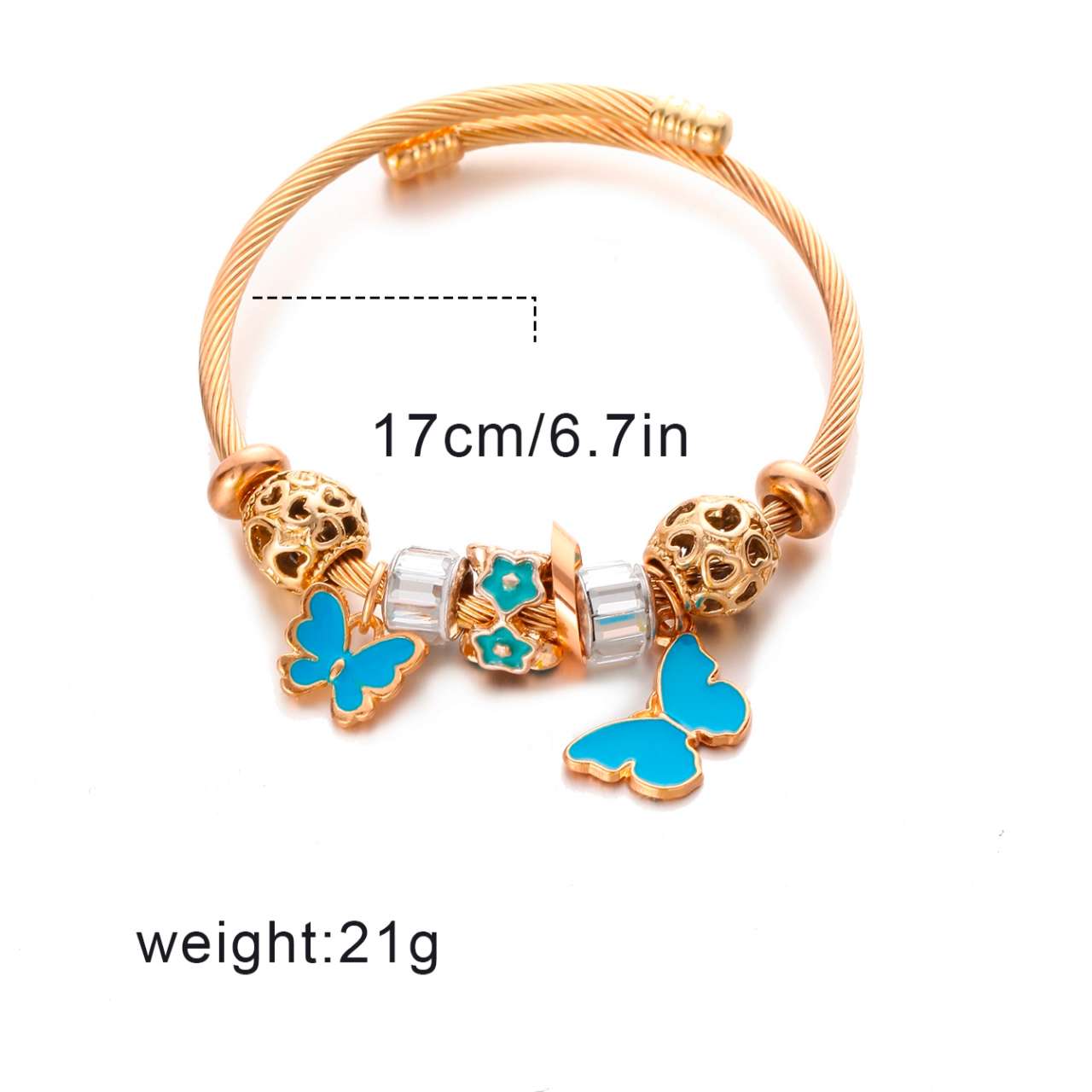 Cute Sweet Butterfly Stainless Steel Enamel Hollow Out Bangle display picture 1