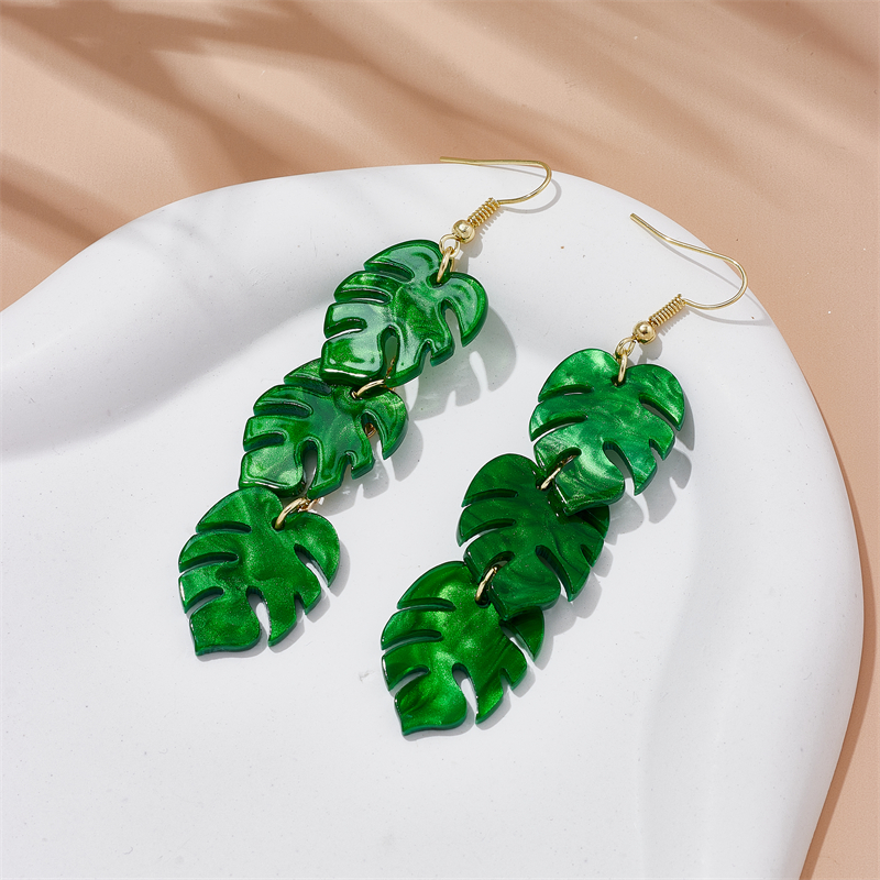 Vacation Tropical Leaf Arylic Three-dimensional Women's Drop Earrings display picture 3