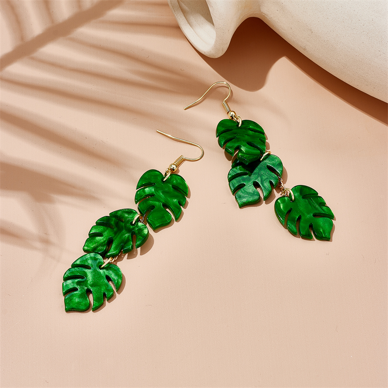 Vacation Tropical Leaf Arylic Three-dimensional Women's Drop Earrings display picture 5