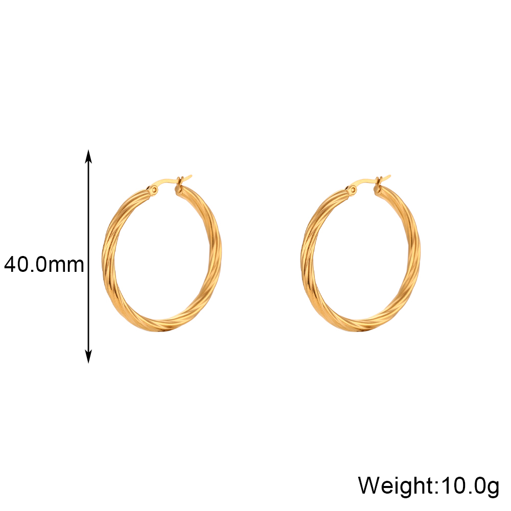 1 Pair Vintage Style Simple Style Round Stainless Steel Plating 18k Gold Plated Hoop Earrings display picture 2