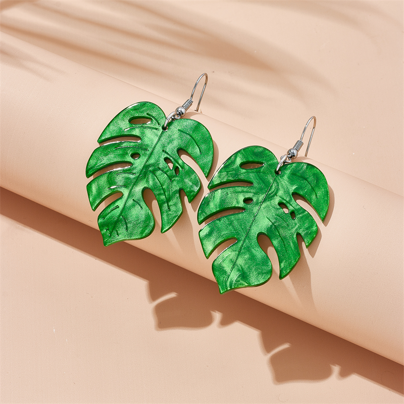 Tropical Leaves Arylic Three-dimensional Women's Drop Earrings display picture 4