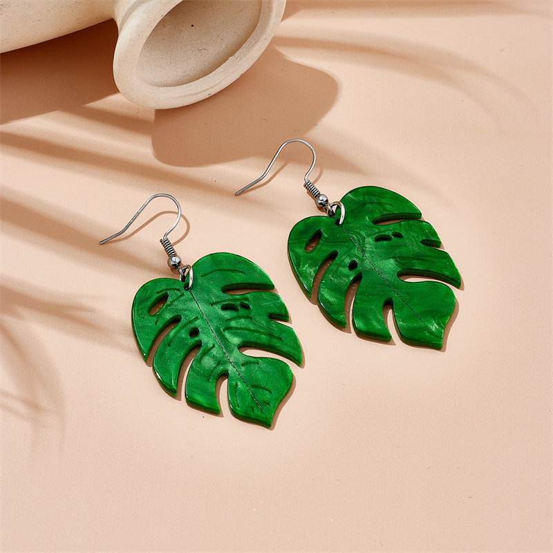 Tropical Leaves Arylic Three-dimensional Women's Drop Earrings display picture 3