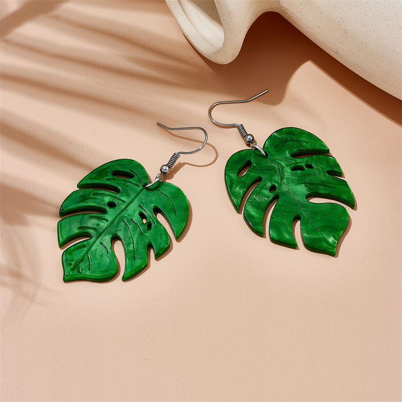 Tropical Leaves Arylic Three-dimensional Women's Drop Earrings display picture 5