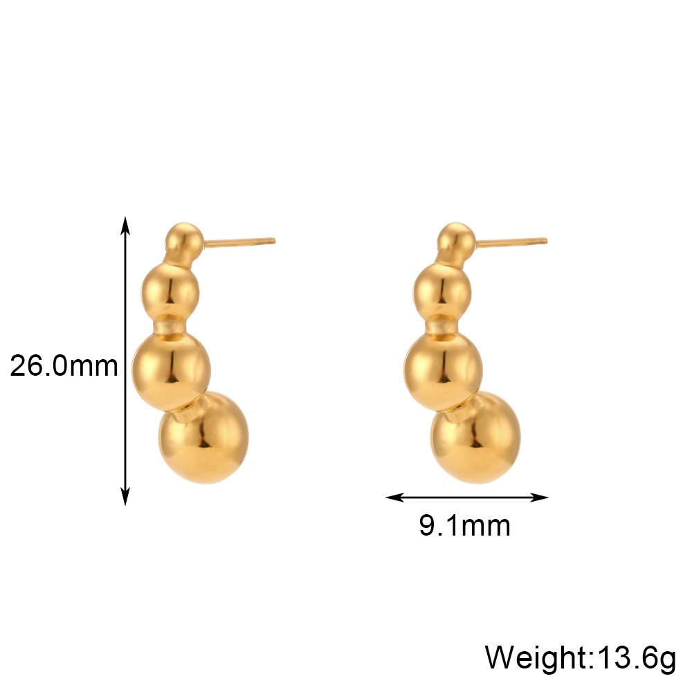 1 Pair Simple Style Solid Color Plating Stainless Steel 18k Gold Plated Ear Studs display picture 2