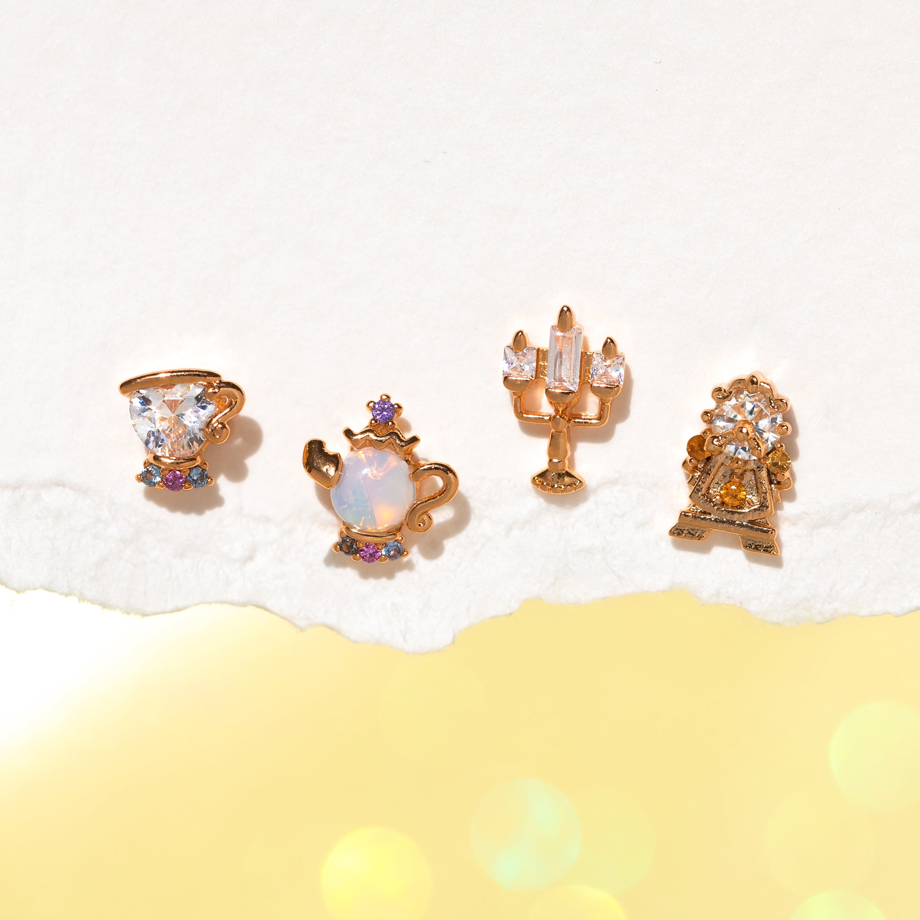 1 Set Artistic Cartoon Cup Brass Asymmetrical Plating Inlay Zircon 18k Gold Plated Ear Studs display picture 2