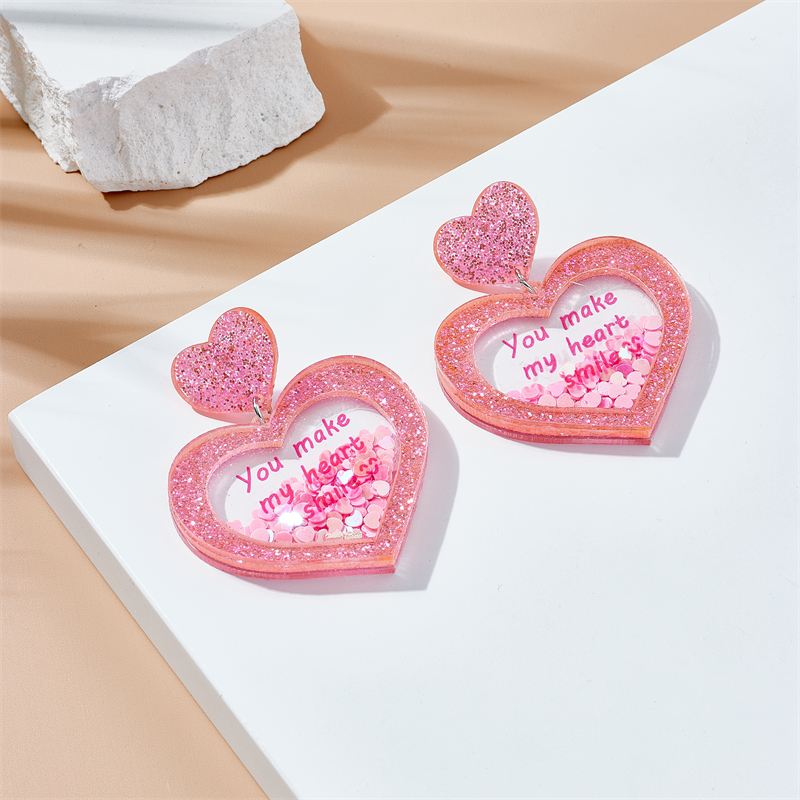 Cute Modern Style Letter Heart Shape Arylic Women's Drop Earrings display picture 3