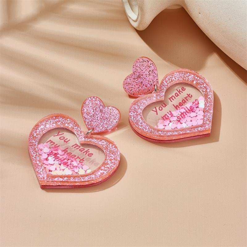 Cute Modern Style Letter Heart Shape Arylic Women's Drop Earrings display picture 5