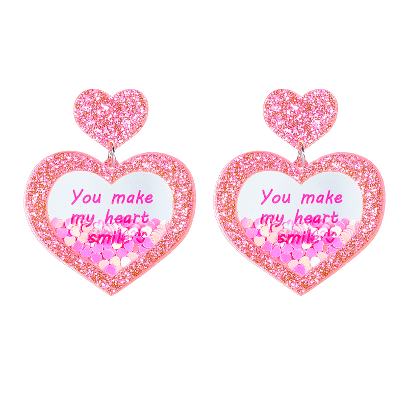 Cute Modern Style Letter Heart Shape Arylic Women's Drop Earrings display picture 1
