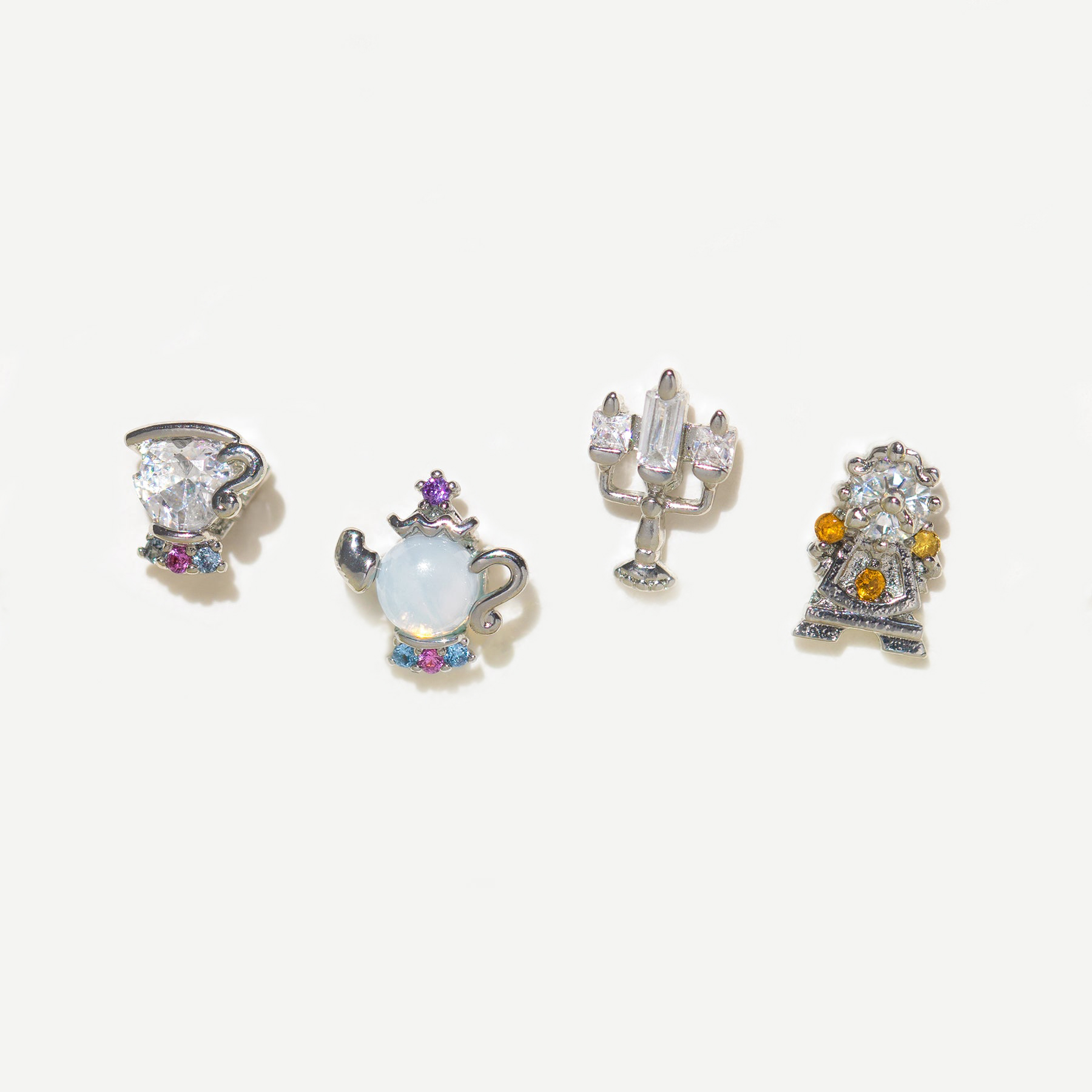 1 Set Artistic Cartoon Cup Brass Asymmetrical Plating Inlay Zircon 18k Gold Plated Ear Studs display picture 5