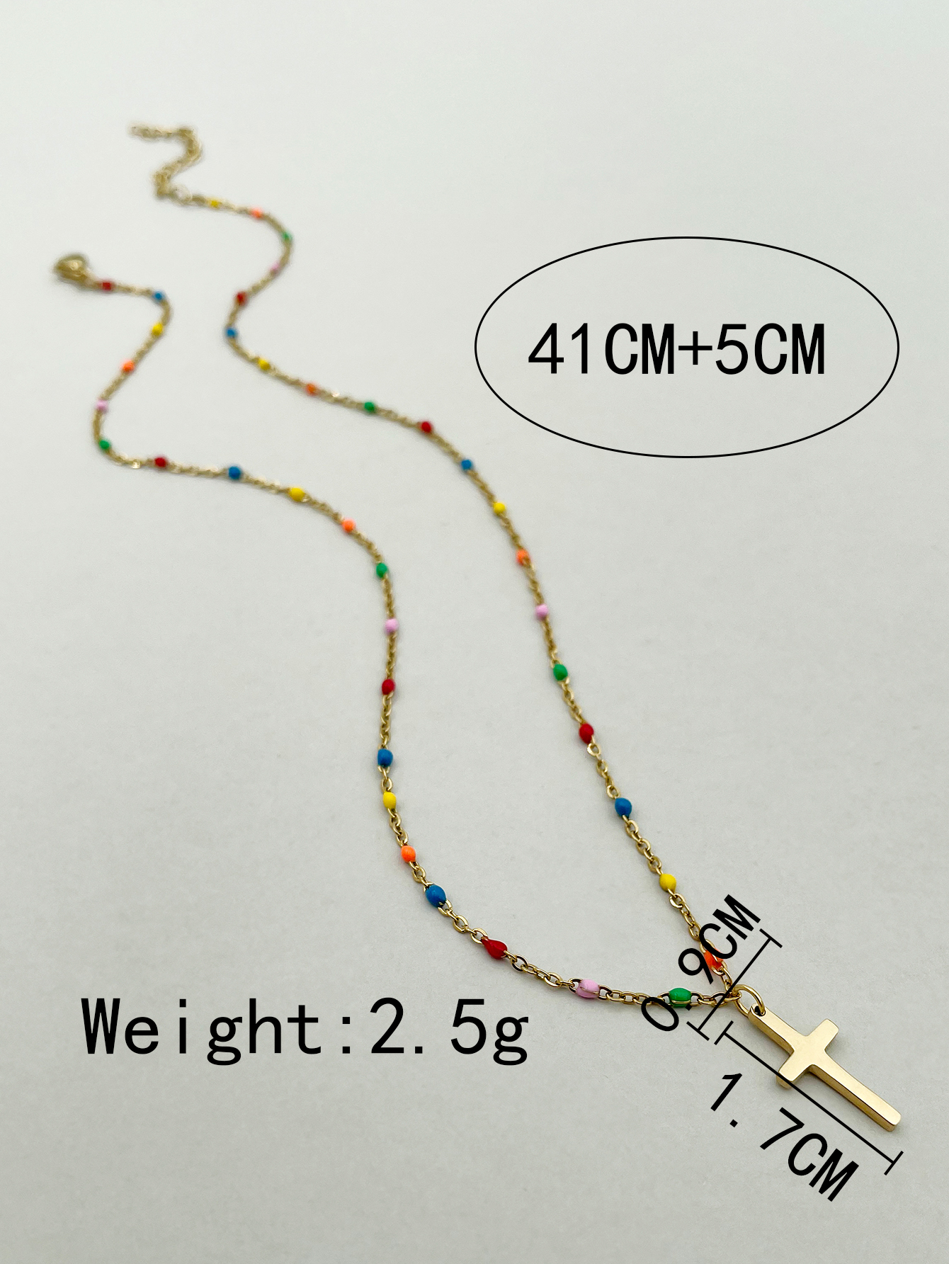 Casual Simple Style Cross 304 Stainless Steel Enamel Plating 14K Gold Plated Women'S Long Necklace display picture 3