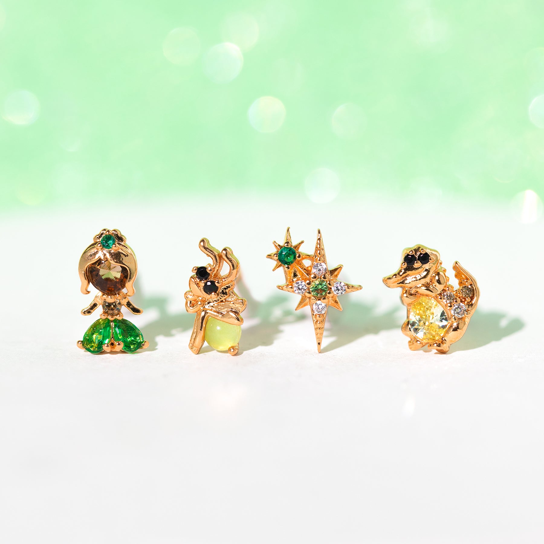 1 Set Princess Cute Cartoon Character Brass Asymmetrical Plating Inlay Zircon 18k Gold Plated Ear Studs display picture 6