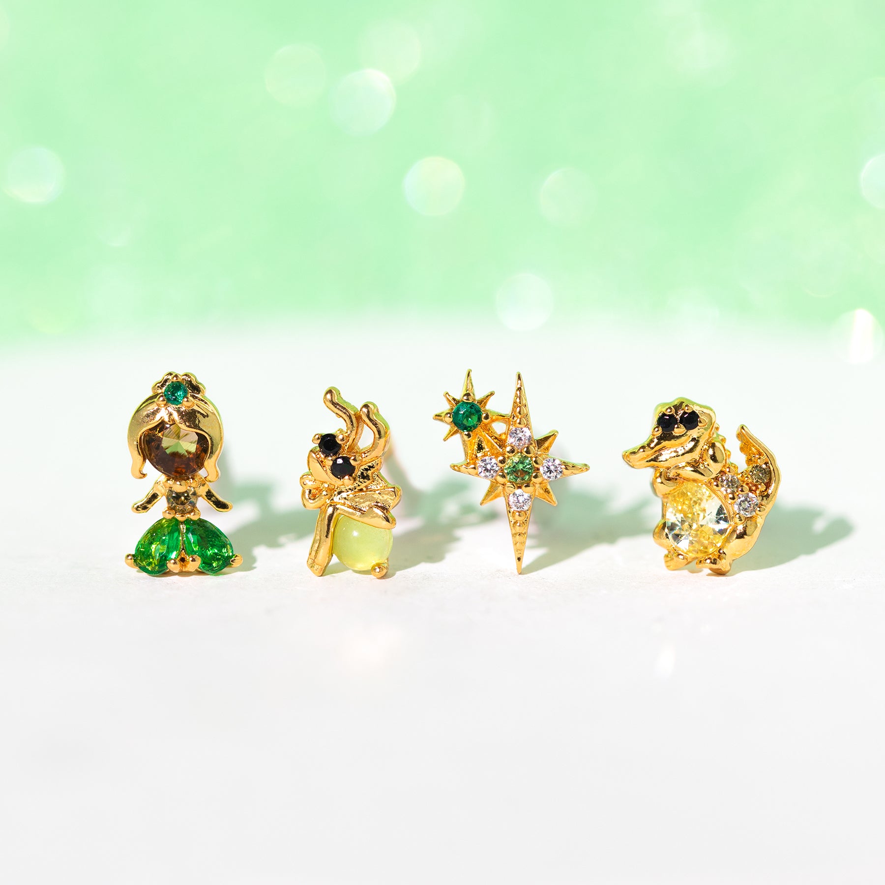 1 Set Princess Cute Cartoon Character Brass Asymmetrical Plating Inlay Zircon 18k Gold Plated Ear Studs display picture 5