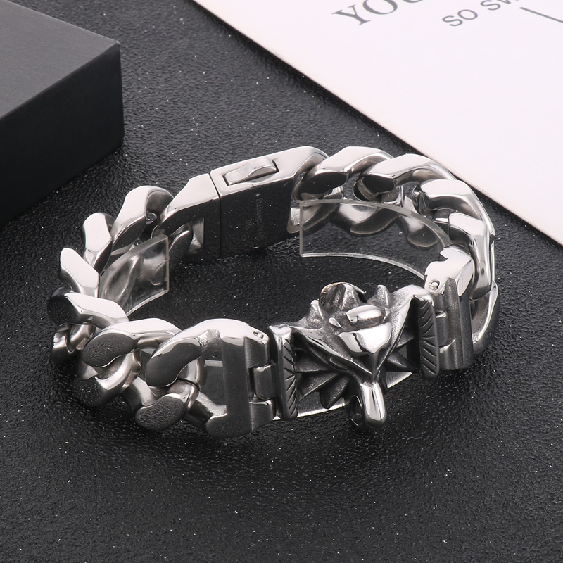 Hip Hop Vêtement De Rue Loup Acier Au Titane Hommes Bracelets display picture 5