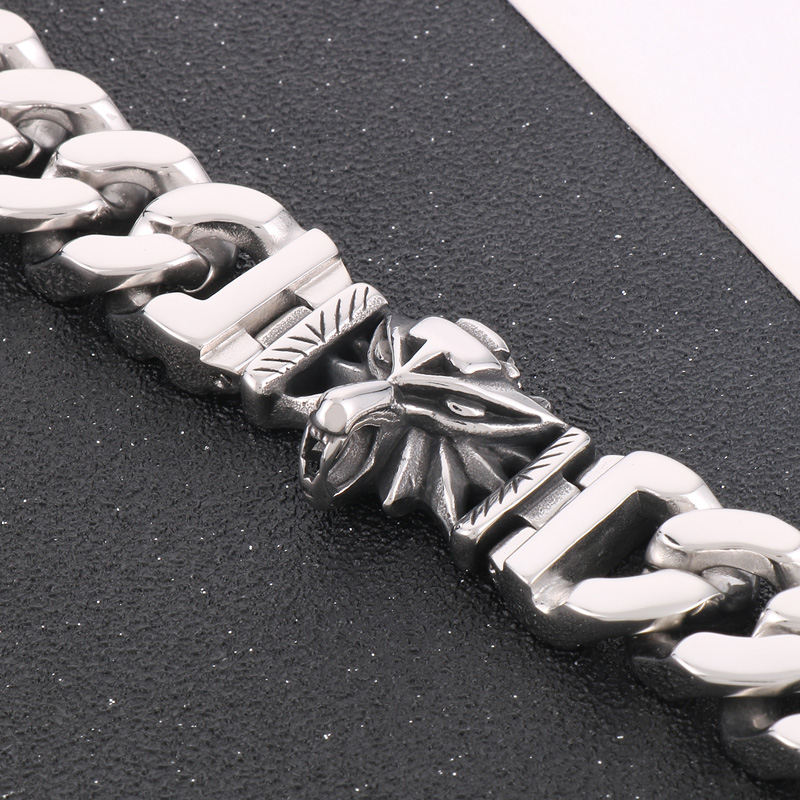Hip-hop Streetwear Wolf Titanium Steel Men's Bracelets display picture 7