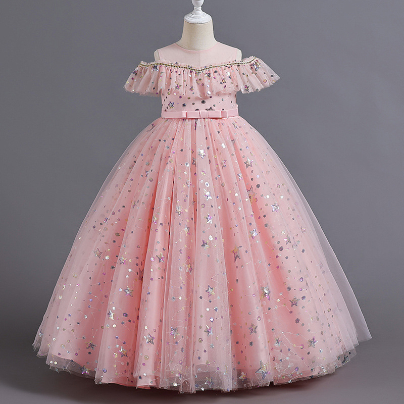 Elegant Princess Star Bow Knot Sequins Polyester Girls Dresses display picture 3