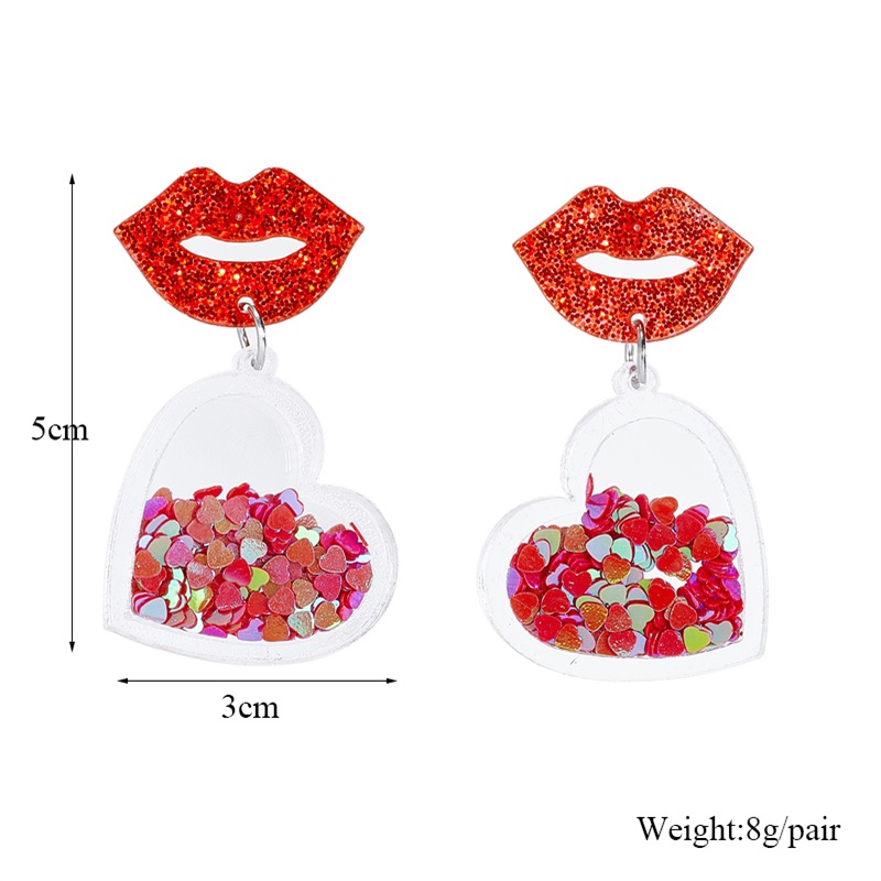 Modern Style Lips Heart Shape Arylic Women's Drop Earrings display picture 2