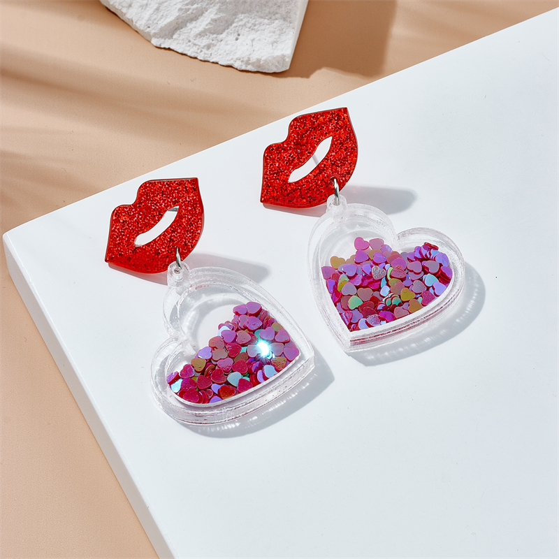 Modern Style Lips Heart Shape Arylic Women's Drop Earrings display picture 3