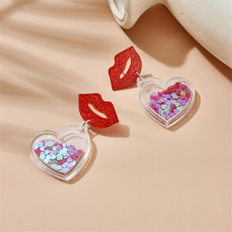 Modern Style Lips Heart Shape Arylic Women's Drop Earrings display picture 4