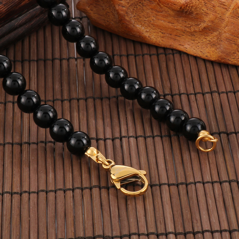 Hip-Hop Lion Stainless Steel Agate Beaded 18K Gold Plated Men'S Pendant Necklace display picture 6