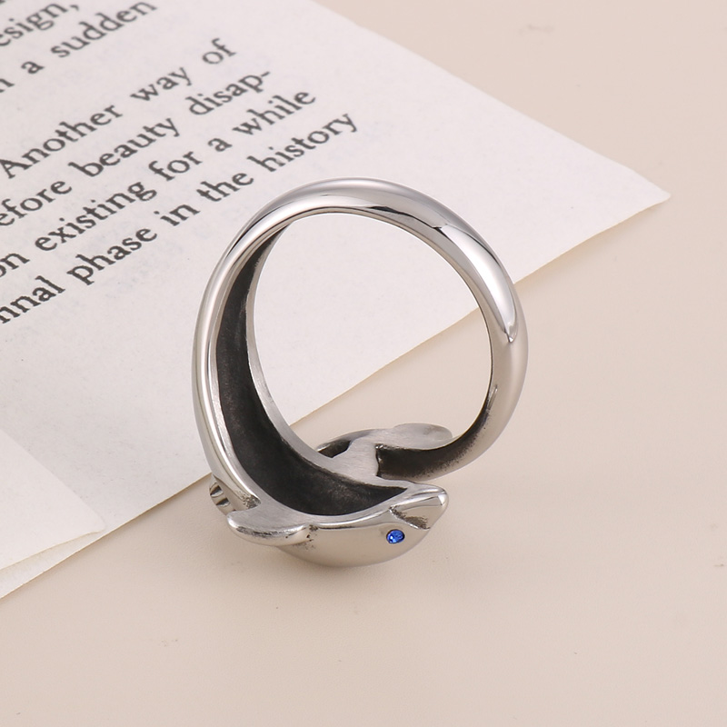 Cute Dolphin Stainless Steel Men's Open Ring display picture 7