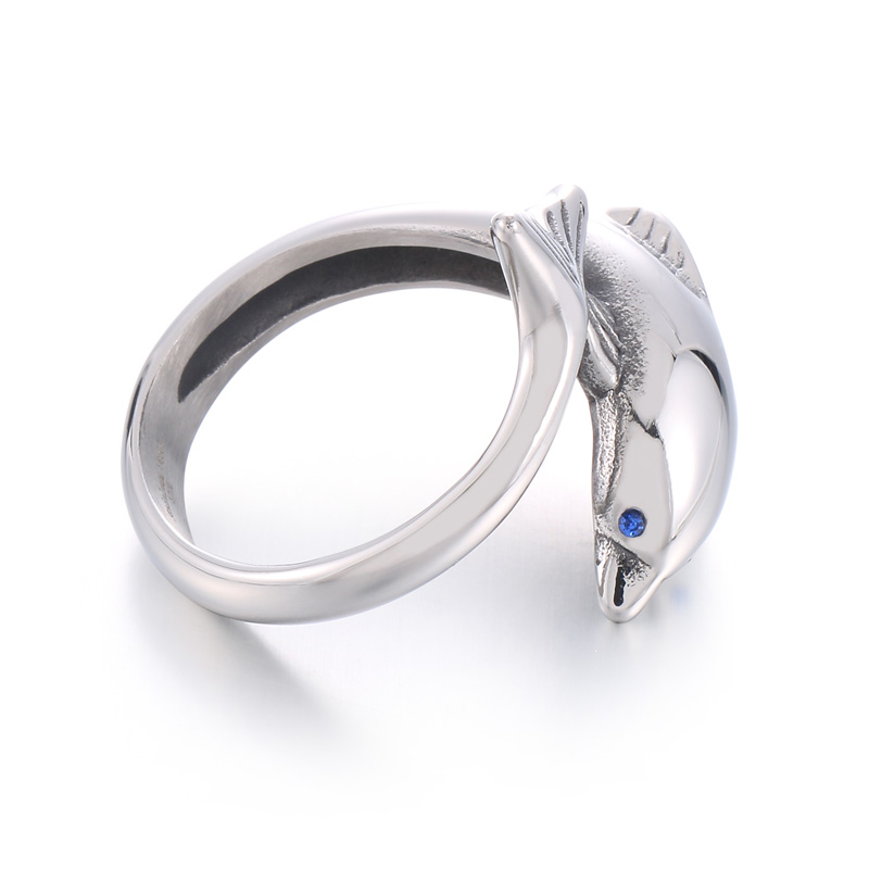 Cute Dolphin Stainless Steel Men's Open Ring display picture 10