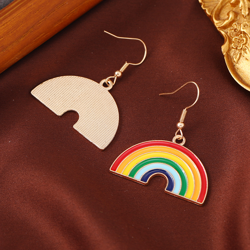 Casual Lady Rainbow Alloy Enamel Plating 14k Gold Plated Women's Drop Earrings display picture 3