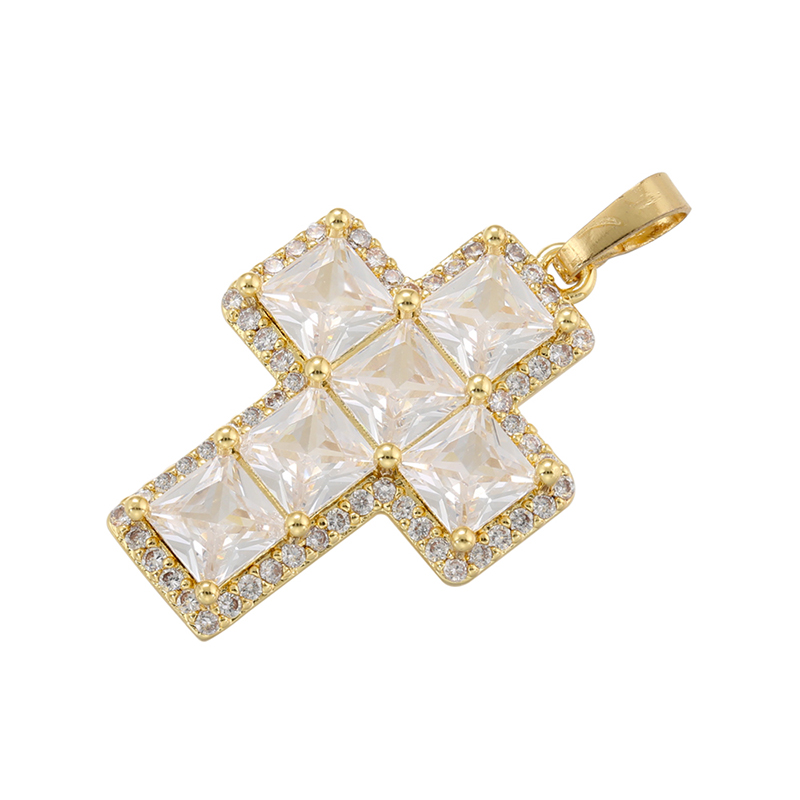 Glam Luxurious Shiny Cross 18k Gold Plated Zircon Copper Wholesale Pendants display picture 4