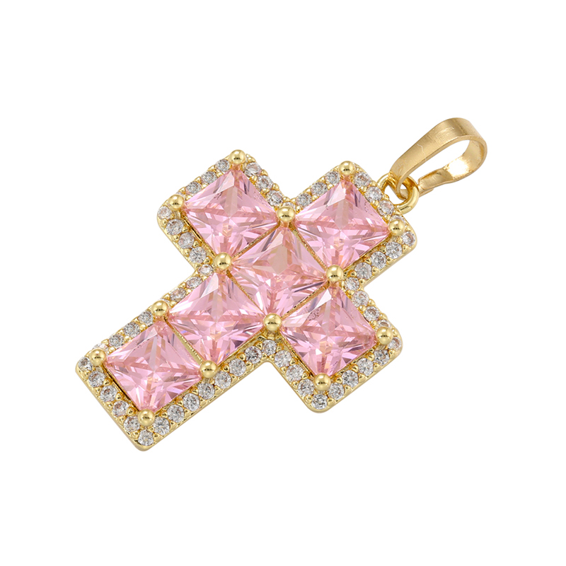 Glam Luxurious Shiny Cross 18k Gold Plated Zircon Copper Wholesale Pendants display picture 6