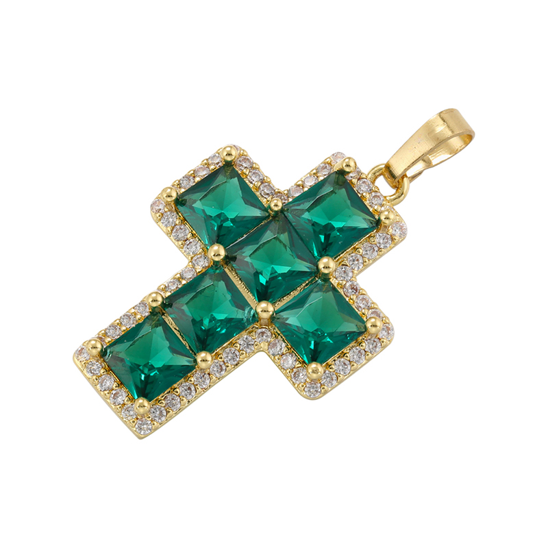 Glam Luxurious Shiny Cross 18k Gold Plated Zircon Copper Wholesale Pendants display picture 5